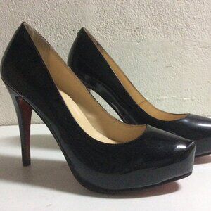 Christian Louboutin Black Patent Daffodil Leather Pumps Size 40